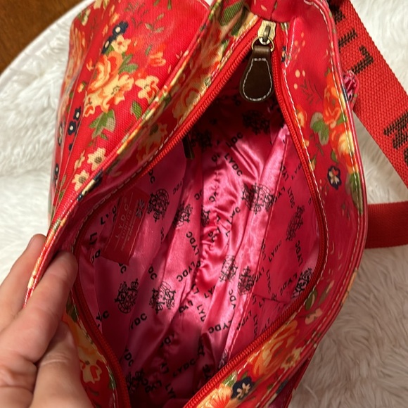 Lydc London satchel purse red floral - Picture 7 of 9